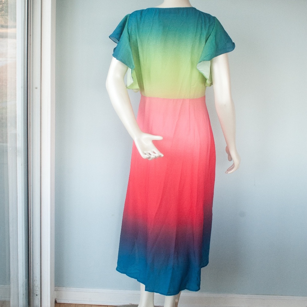 NWT New York & Company Rainbow Hi Low Ombre Blouse Top - Picture 7 of 9